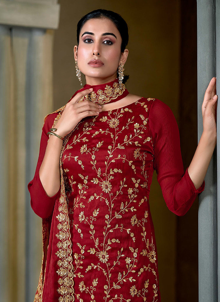 Bridal Red Embroidered Salwar Kameez Suit