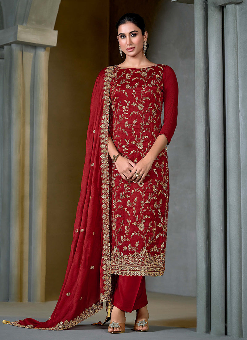 Bridal Red Embroidered Salwar Kameez Suit