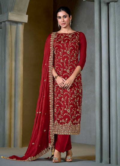 Bridal Red Embroidered Salwar Kameez Suit