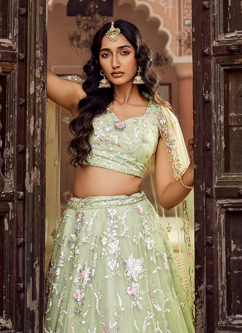 Shop Pastel Green Lehenga Choli Online