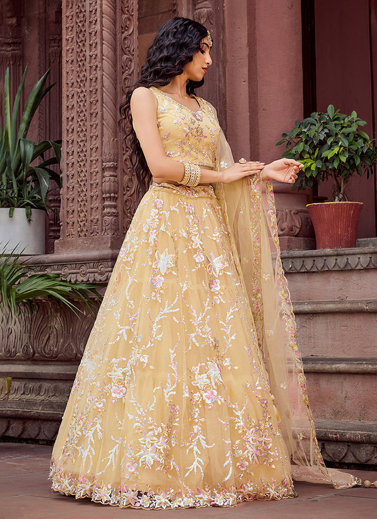 Pastel Yellow Colors Lehenga Choli