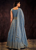 Sky Blue Sequence And Mirror Work Anarkali Gown In usa uk