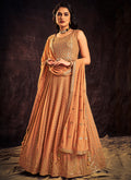 Pastel Orange Sequence And Mirror Work Embroidery Anarkali Gown In Usa