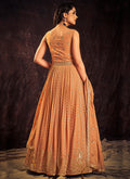 Pastel Orange Sequence Anarkali Gown In Usa Uk Canada