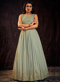 Light Blue Sequence Anarkali Gown In Usa Uk Canada