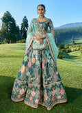 Peacock Green Multi Embroidery Wedding Lehenga Choli