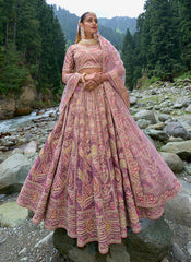 Blush Pink Multi Embroidery Wedding Lehenga Choli