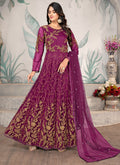 Purple Embroidery Wedding Anarkali Suit