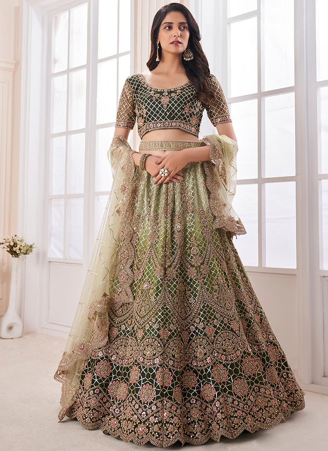 Buy Hot Pink 14 Kali Embroidered Bridal Lehenga In Raw Silk With  Embroidered Belt