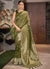 Olive Green Jacquard Silk Festive Saree