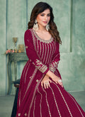 Deep Wine Sequence Anarkali Suit In USA UK