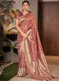 Rustic Red Jacquard Silk Festive Saree