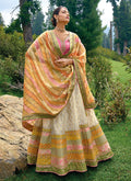 Off White Multicolored Embroidery Wedding Lehenga Choli