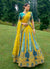 Yellow And Blue Embroidery Wedding Lehenga Choli