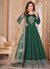 Dark Green Handwork Embroidery Silk Anarkali Suit