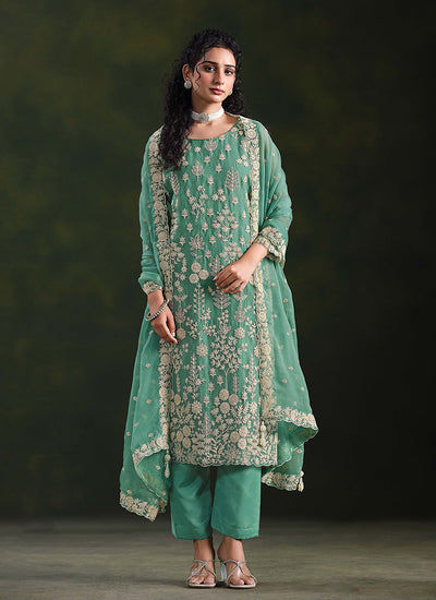 Sea Green Pakistani Straight Suit