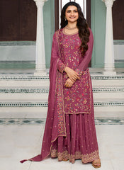 Pink Traditional Multi Embroidery Sharara Suit