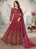 Cherry Red Embroidery Wedding Anarkali Suit