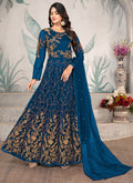 Royal Blue Embroidery Wedding Anarkali Suit