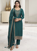 Green Sequence Embroidery Festive Pant Style Suit