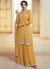 Yellow Sequence And Thread Embroidery Palazzo Suit
