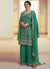 Green Sequence And Thread Embroidery Palazzo Suit
