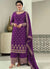 Purple Thread Embroidery Pant Style Suit