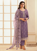 Purple Meenakari Embroidery Silk Salwar Kameez Suit