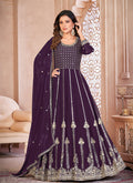 Purple Sequence Embroidery Traditional Anarkali Suit