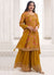 Yellow Sequence Embroidery Floral Palazzo Suit