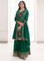 Green Sequence Embroidery Floral Palazzo Suit