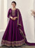 Purple Reshamkari Embroidery Wedding Anarkali Suit
