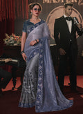 Blush Grey Sequence And Appliqué Embroidery Wedding Saree