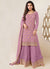 Purple Reshamkari Embroidery Sharara Style Suit