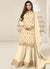 Cream Reshamkari Embroidery Sharara Style Suit