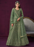 Green Sequence Embroidery Designer Anarkali Suit