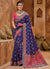 Blue And Pink Multi Embroidery Traditional Silk Saree