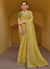 Yellow And Green Multi Embroidery Wedding Organza Silk Saree