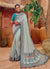 Blue Two Tone Multi Embroidery Traditional Silk Saree