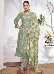  Light Green Embroidery Printed Salwar Kameez Suit