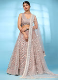 Rose Pink Embroidery Wedding Lehenga Choli With Dupatta