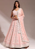 Peach Sequence And Thread Embroidery Wedding Lehenga Choli