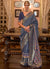 Navy Blue Ikat Printed Patola Silk Saree