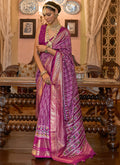 Pink Ikat Printed Patola Silk Saree