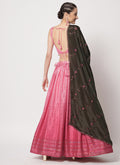 Pink Sequence Embroidery Digital Printed Lehenga Choli In USA UK CANADA UAE