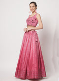 Pink Sequence Embroidery Digital Printed Lehenga Choli In USA UK Germany