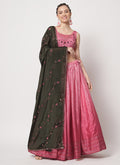 Pink Sequence Embroidery Digital Printed Lehenga Choli In USA UK CANADA