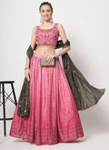 Pink Sequence Embroidery Digital Printed Lehenga Choli