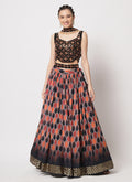 Black Multi Sequence Embroidery Digital Printed Lehenga Choli In USA Canada 