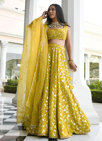 Yellow Embroidered Wedding Lehenga Choli